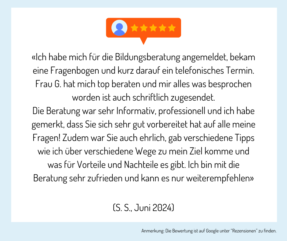 Teilnehmende der Bildungsberatung geben ein Feedback zur Beratung.