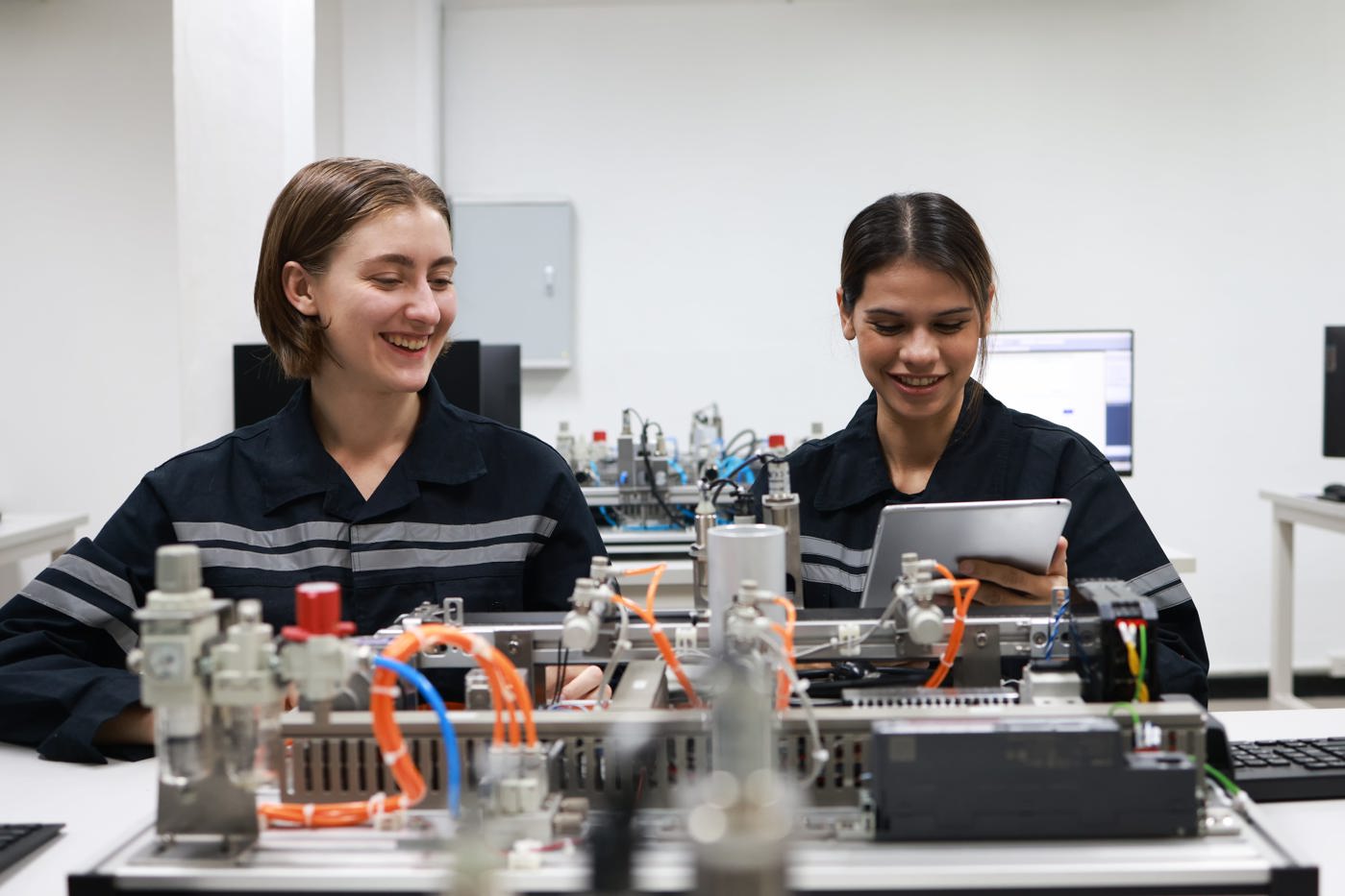 Systemtechnik FH Bachelor-Studentinnen arbeiten gemeinsam an einem Projekt.